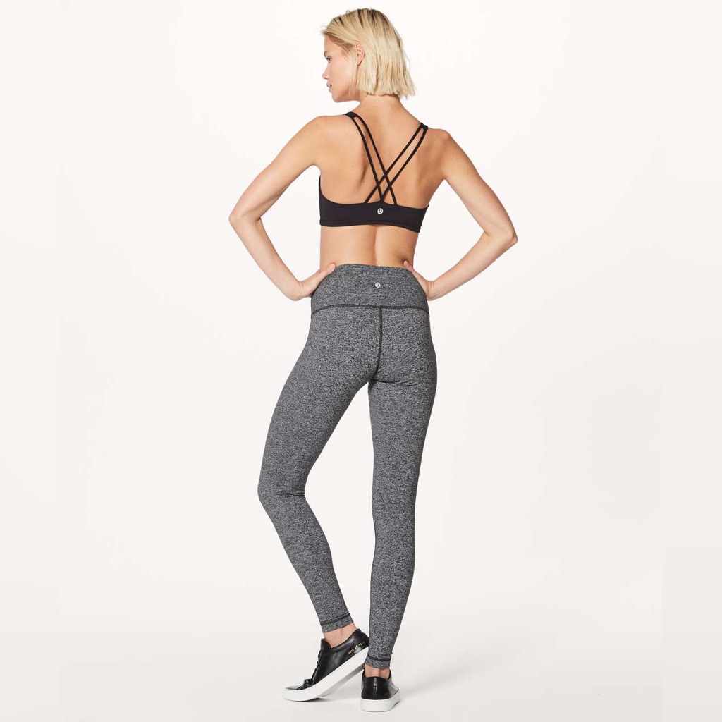 Lululemon Wunder Under Tight Heathered Gray Black Leggings Stretch Active Size 6